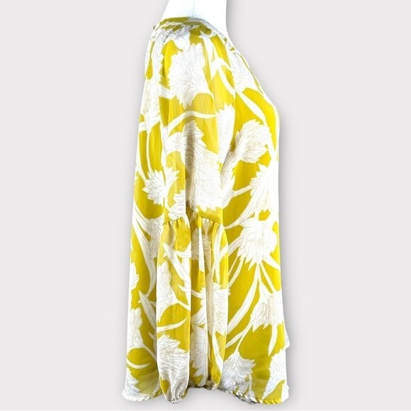 Ann Taylor Factory Long Sleeved Chartreuse Flowy Top - Size M - EUC - Picture 5 of 10